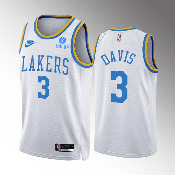 Men's Los Angeles Lakers #3 Anthony Davis 2022/23 White Classic Edition Stitched Basketball Jersey